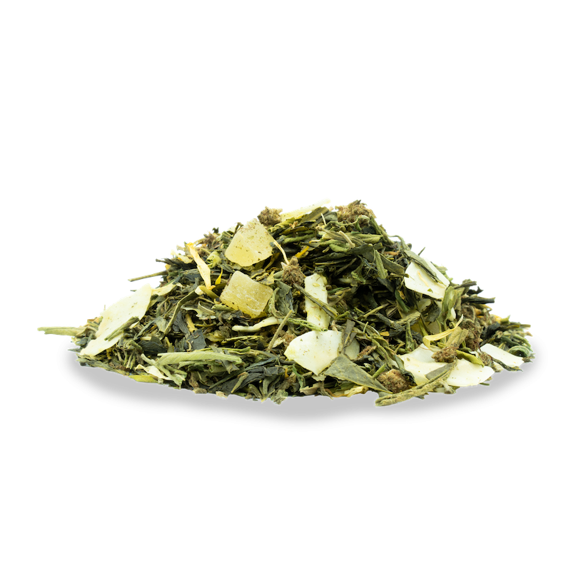 THÉ VERT NATUREL AU CBD PIÑA COLADA - THÉS D'EXCEPTION
